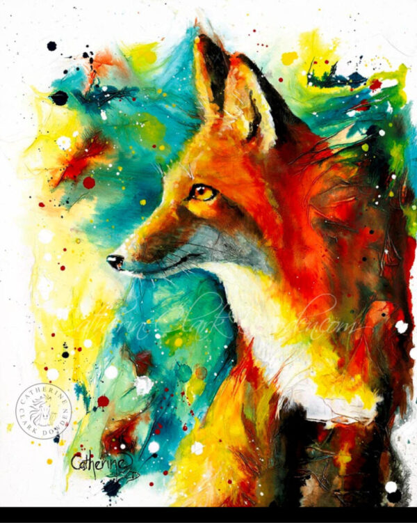 colourful,fox.ink.painting