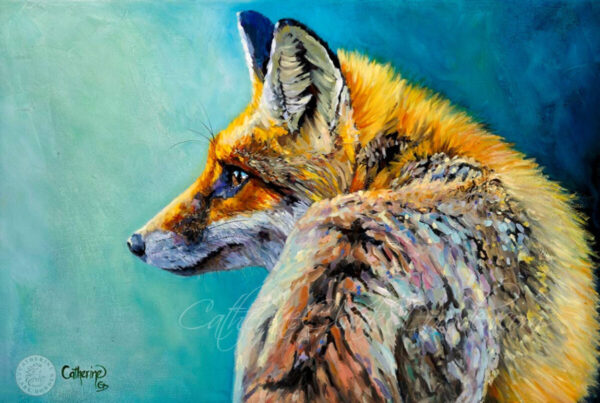 fox,colourful,painting,
